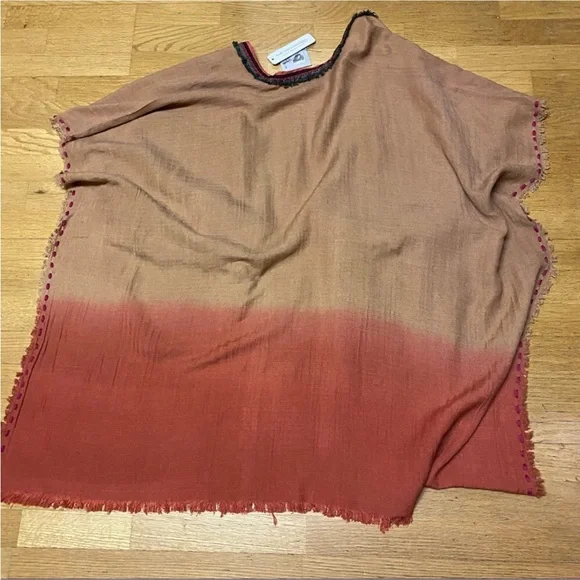 Soft Surroundings RARE Bl^nk Dip-Dyed Open Front Poncho Shawl Rubina Top - Picture 3 of 7